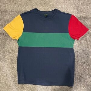 Vintage J.CREW Color Block T-Shirt with Red, Yellow, and Green